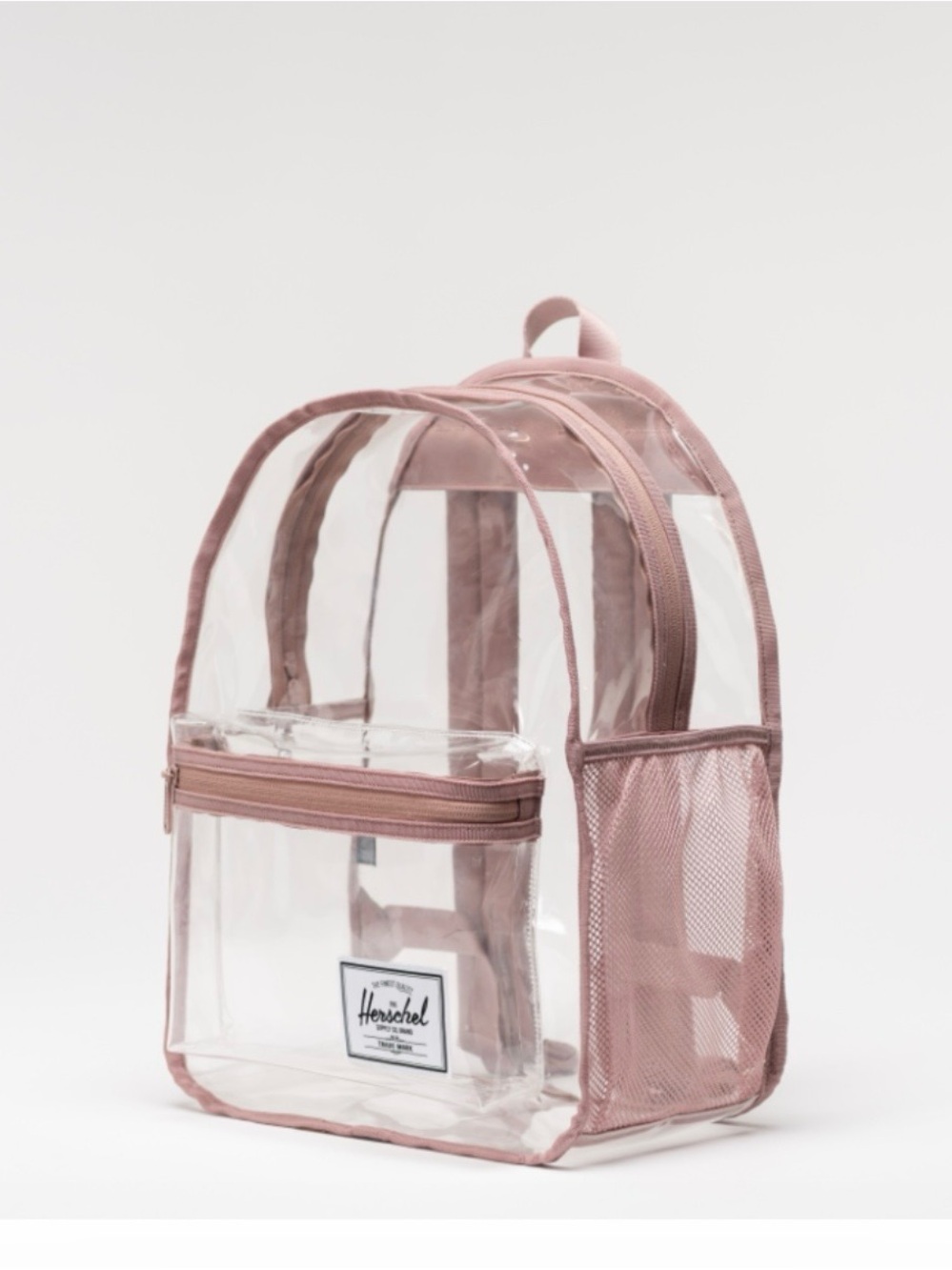 🆕 Herschel Supply Company Clear Backpack with Dusty Rose Trim, NWT